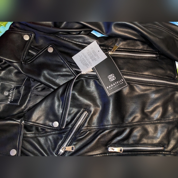 NWT BAGATELLE BLACK PLEATHER MOTO JACKET - Picture 9 of 14